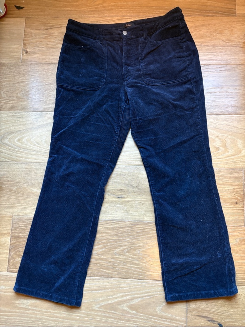 Quince Navy Corduroy Boot-Cut Pants